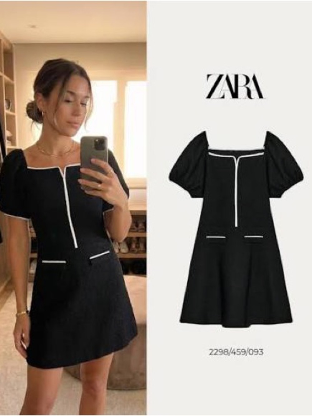 Zara contrast boucle dress